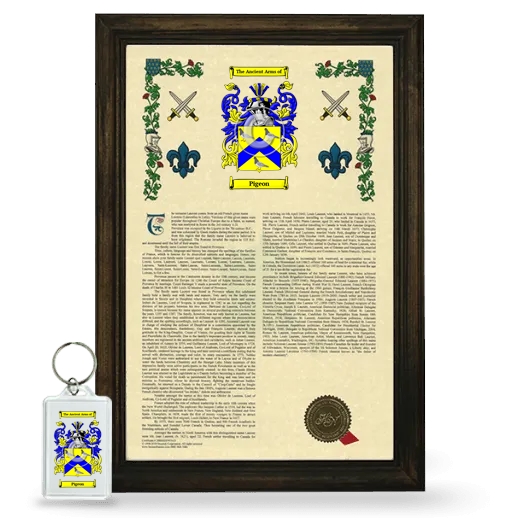 Pigeon Framed Armorial History and Keychain - Brown