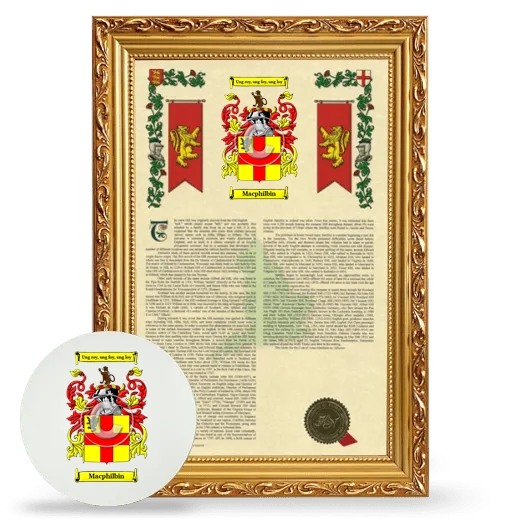 Macphilbin Framed Armorial History and Mouse Pad - Gold