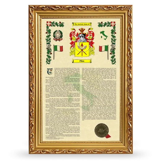 Pilos Armorial History Framed - Gold