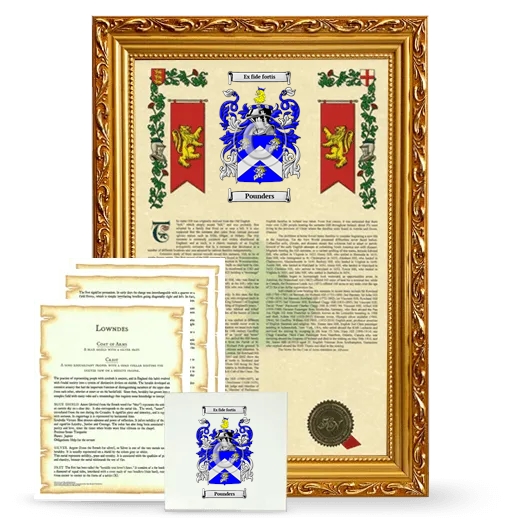 Pounders Framed Armorial, Symbolism and Large Tile - Gold