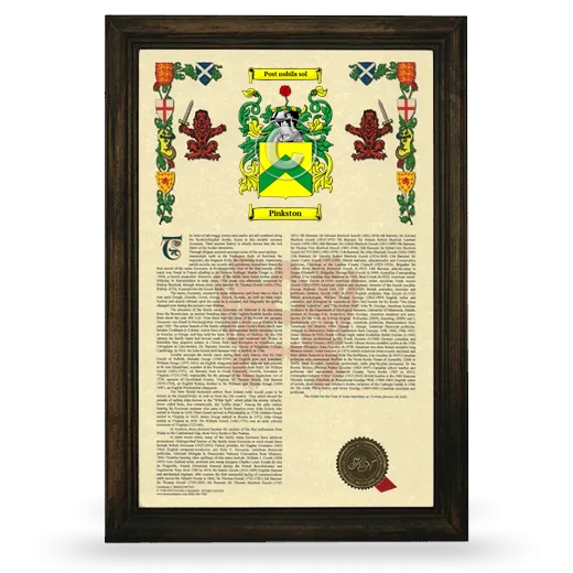 Pinkston Armorial History Framed - Brown