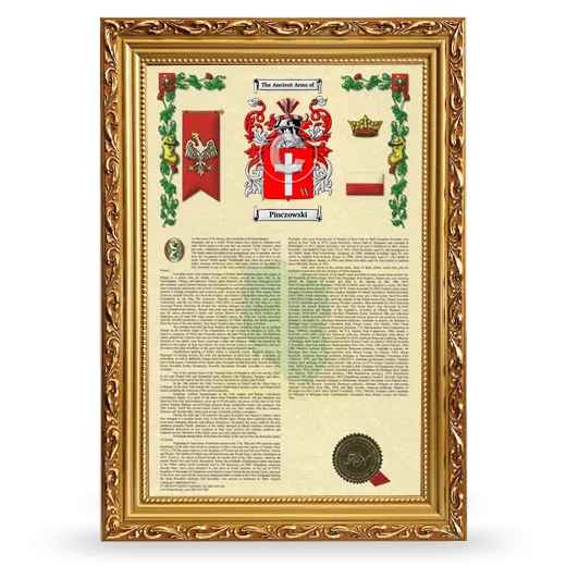 Pinczowski Armorial History Framed - Gold