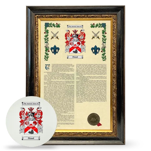 Pitaud Framed Armorial History and Mouse Pad - Heirloom