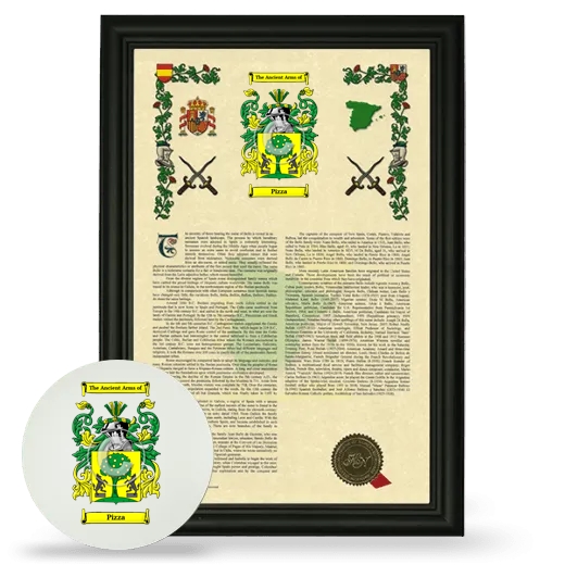 Pizza Framed Armorial History and Mouse Pad - Black