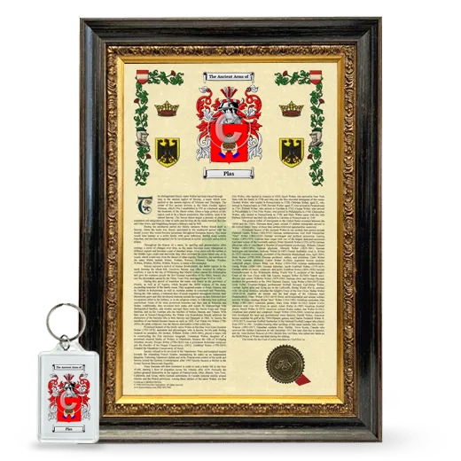 Plas Framed Armorial History and Keychain - Heirloom