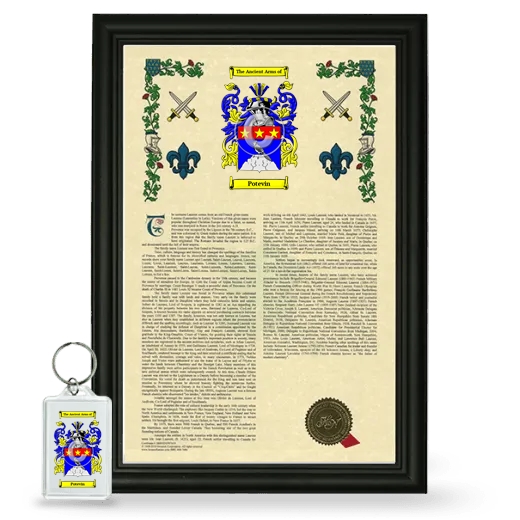 Potevin Framed Armorial History and Keychain - Black