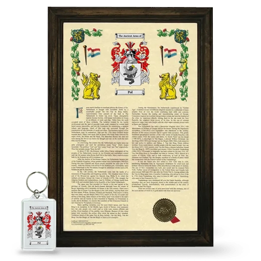 Pol Framed Armorial History and Keychain - Brown