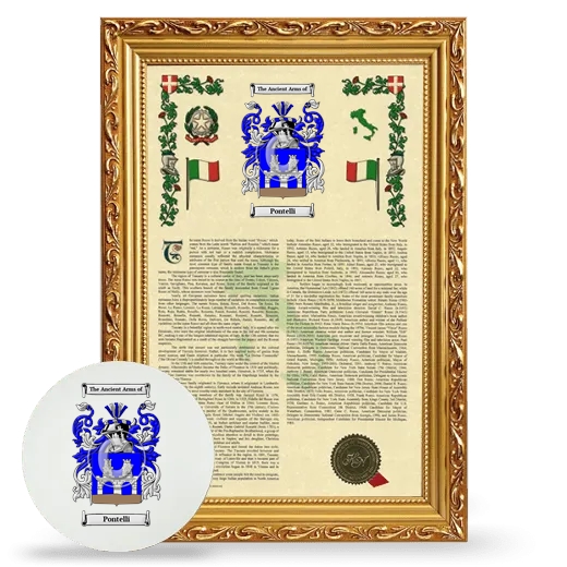 Pontelli Framed Armorial History and Mouse Pad - Gold