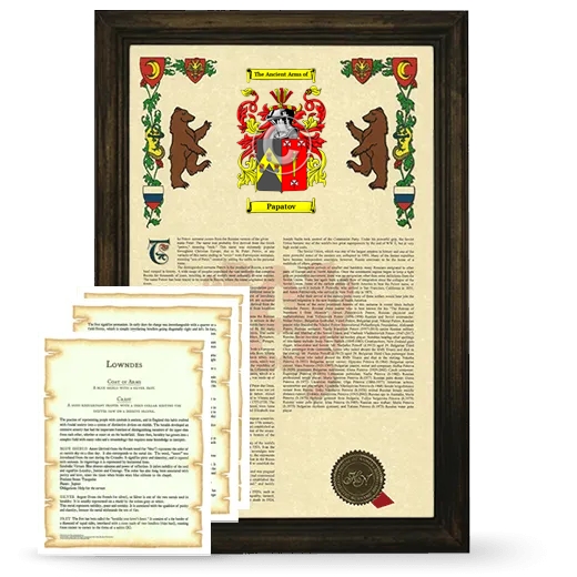 Papatov Framed Armorial History and Symbolism - Brown