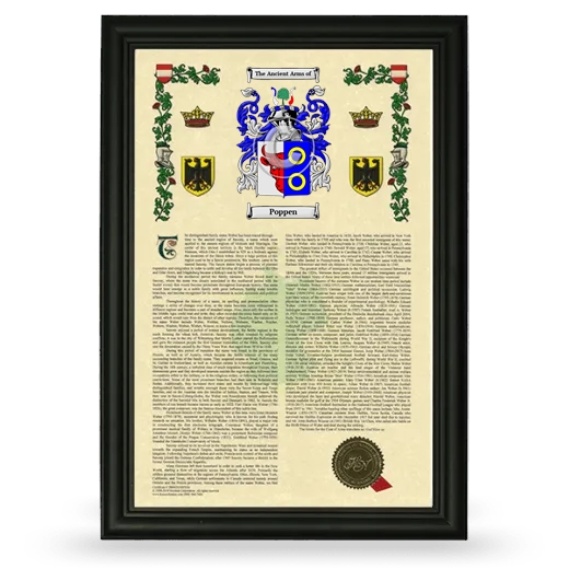 Poppen Armorial History Framed - Black