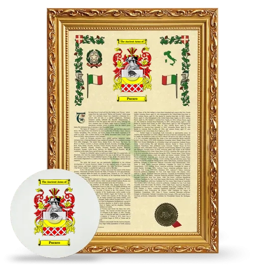 Pucaro Framed Armorial History and Mouse Pad - Gold