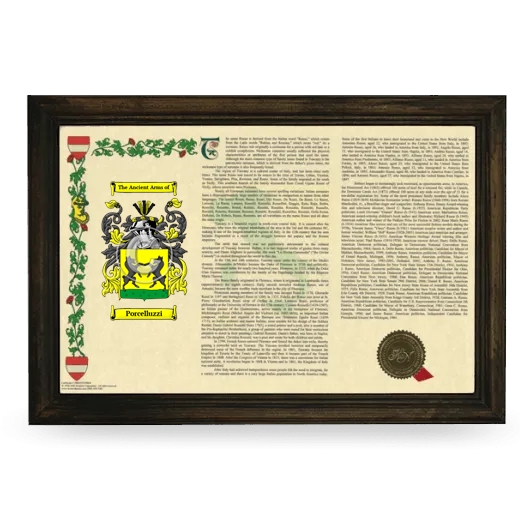 Porcelluzzi Armorial Landscape Framed - Brown