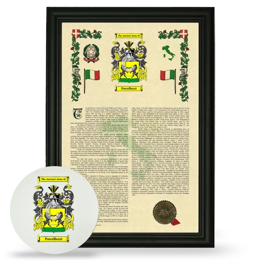 Porcelluzzi Framed Armorial History and Mouse Pad - Black