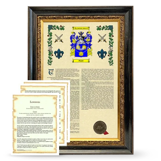 Pozet Framed Armorial History and Symbolism - Heirloom