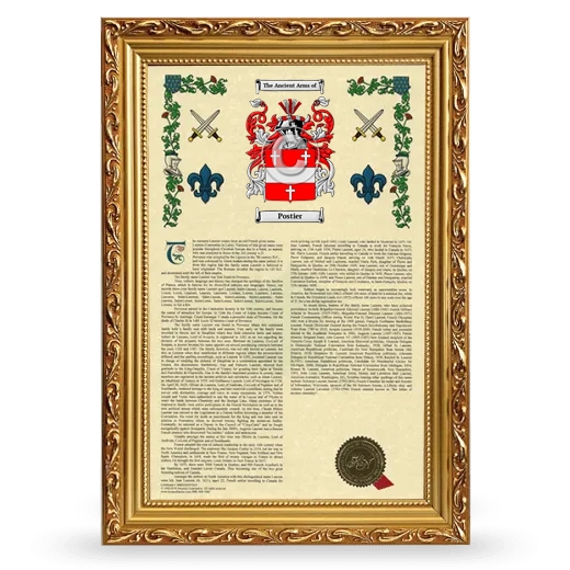 Postier Armorial History Framed - Gold