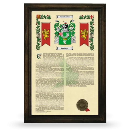 Potinger Armorial History Framed - Brown