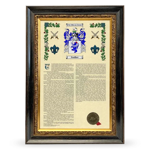 Pouillart Armorial History Framed - Heirloom