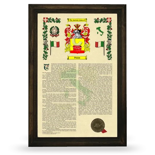 Pozza Armorial History Framed - Brown