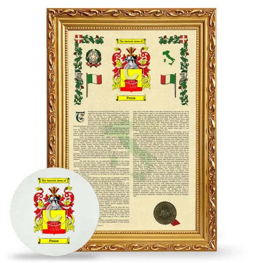 Pozza Framed Armorial History and Mouse Pad - Gold