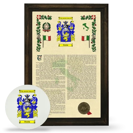 Prestia Framed Armorial History and Mouse Pad - Brown