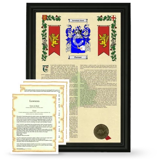 Prevost Framed Armorial History and Symbolism - Black