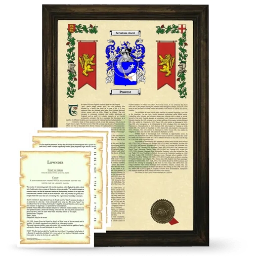 Provest Framed Armorial History and Symbolism - Brown