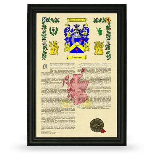 Prymerose Armorial History Framed - Black