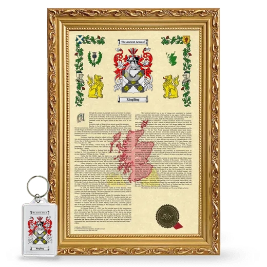 Ringling Framed Armorial History and Keychain - Gold