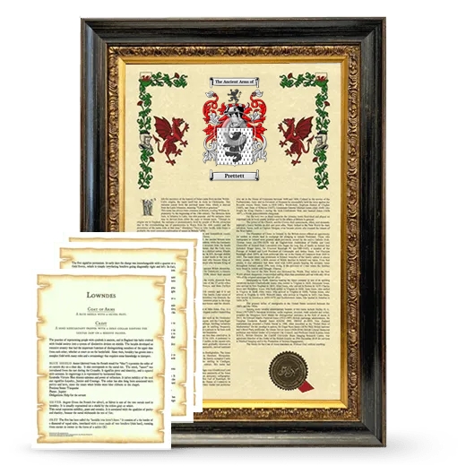 Prettett Framed Armorial History and Symbolism - Heirloom