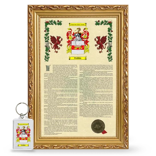 Probbin Framed Armorial History and Keychain - Gold