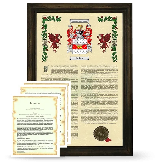 Probins Framed Armorial History and Symbolism - Brown