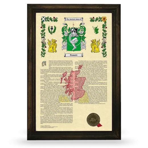 Prowett Armorial History Framed - Brown