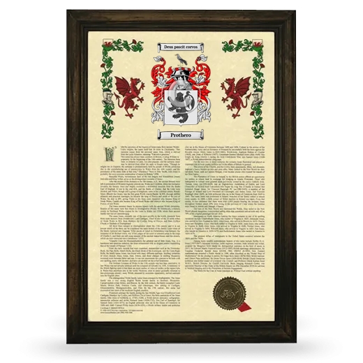 Prothero Armorial History Framed - Brown