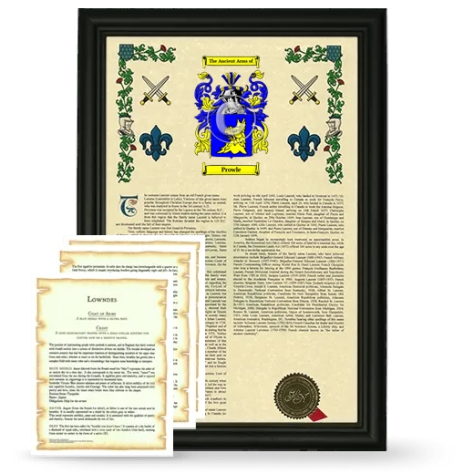Prowle Framed Armorial History and Symbolism - Black