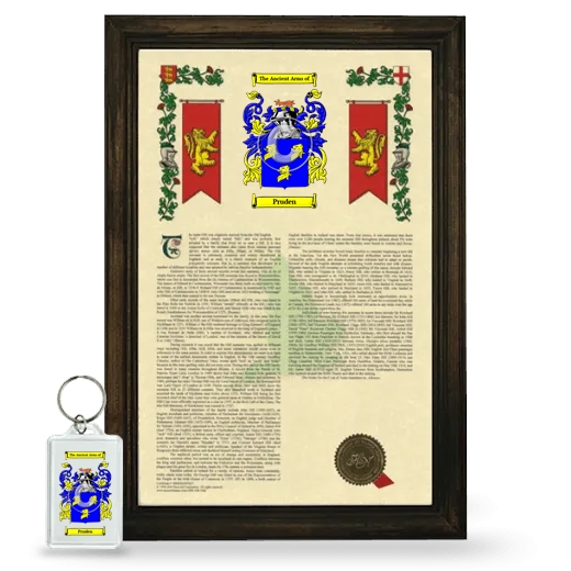 Pruden Framed Armorial History and Keychain - Brown