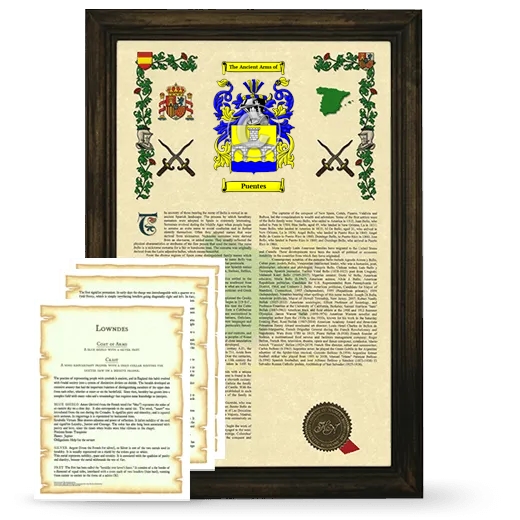 Puentes Framed Armorial History and Symbolism - Brown
