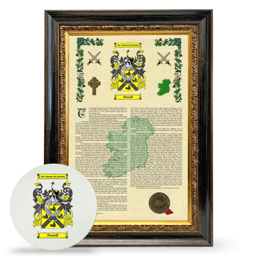 Pursell Framed Armorial History and Mouse Pad - Heirloom