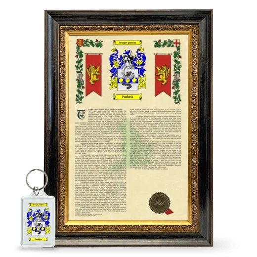 Purkess Framed Armorial History and Keychain - Heirloom