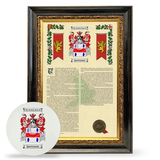 Quattermain Framed Armorial History and Mouse Pad - Heirloom