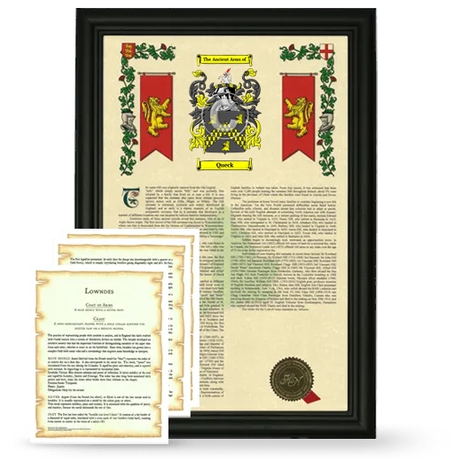 Queck Framed Armorial History and Symbolism - Black