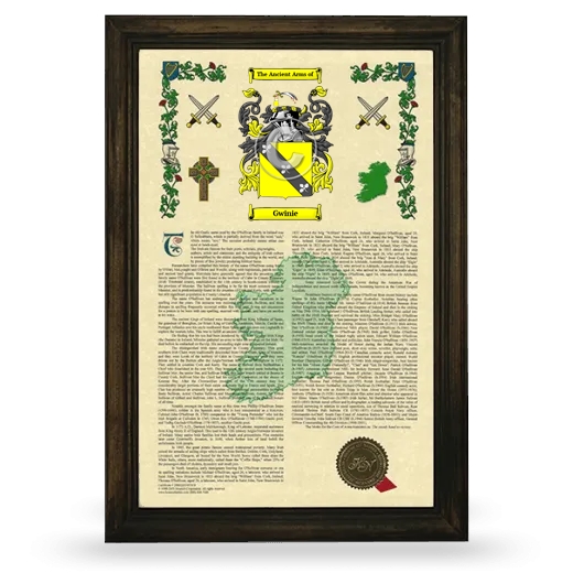Gwinie Armorial History Framed - Brown