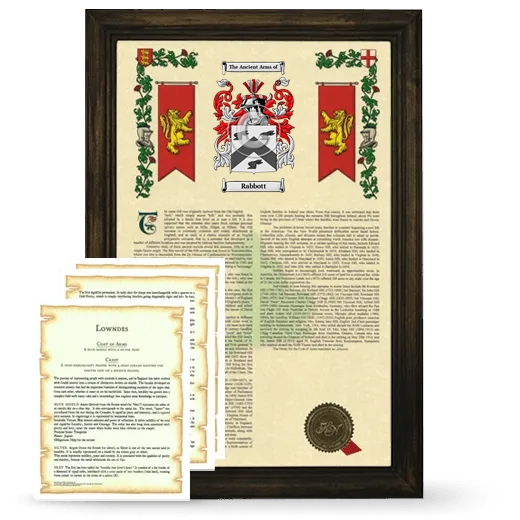 Rabbott Framed Armorial History and Symbolism - Brown