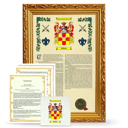 Raboin Framed Armorial, Symbolism and Large Tile - Gold