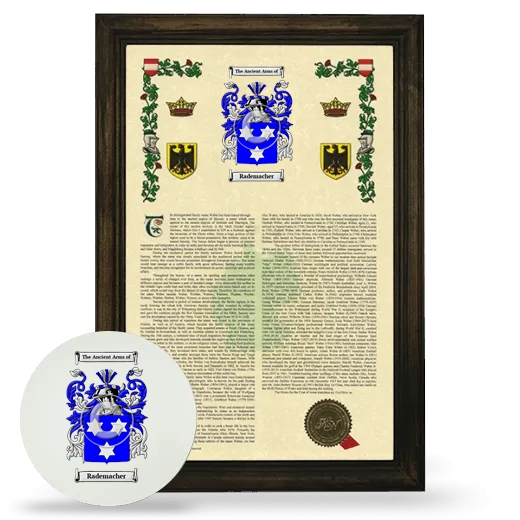 Rademacher Framed Armorial History and Mouse Pad - Brown