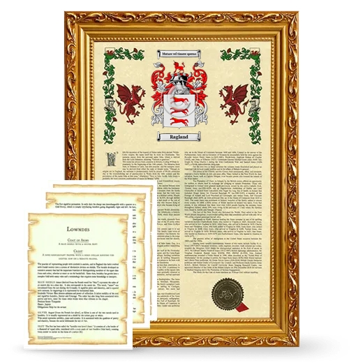 Ragland Framed Armorial History and Symbolism - Gold