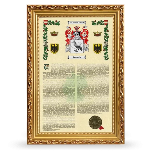 Ranusch Armorial History Framed - Gold