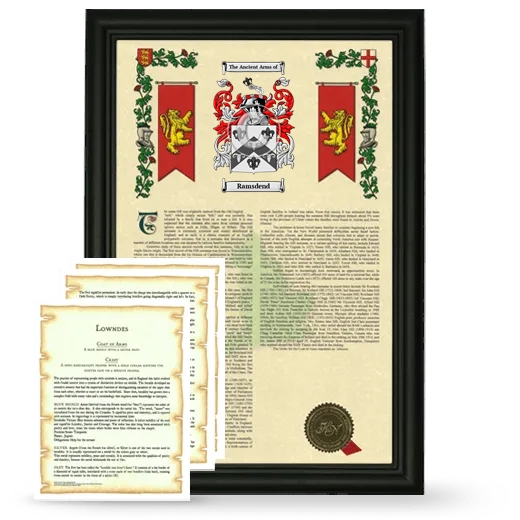 Ramsdend Framed Armorial History and Symbolism - Black