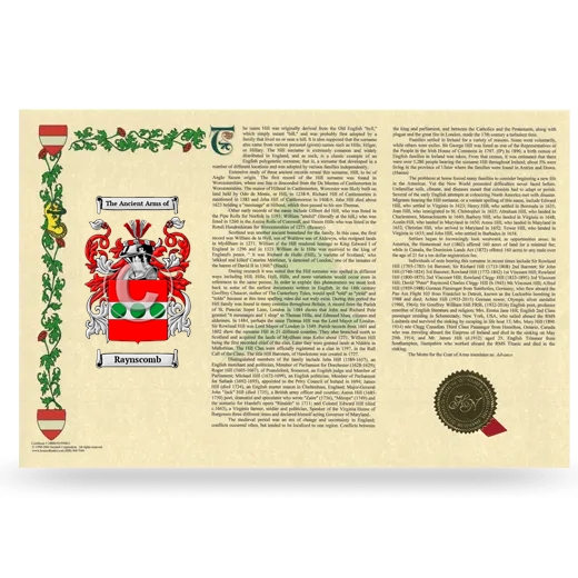 Raynscomb Armorial History Landscape Style