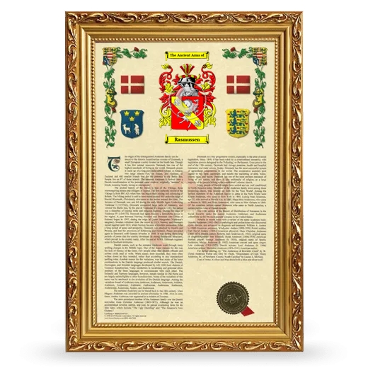 Rasmussen Armorial History Framed - Gold