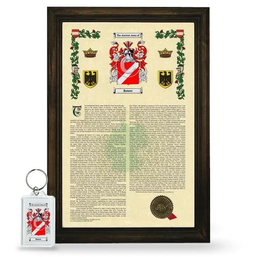 Rower Framed Armorial History and Keychain - Brown